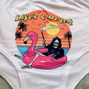 Life’s A Beach Skeleton Reaper Flamingo Panties